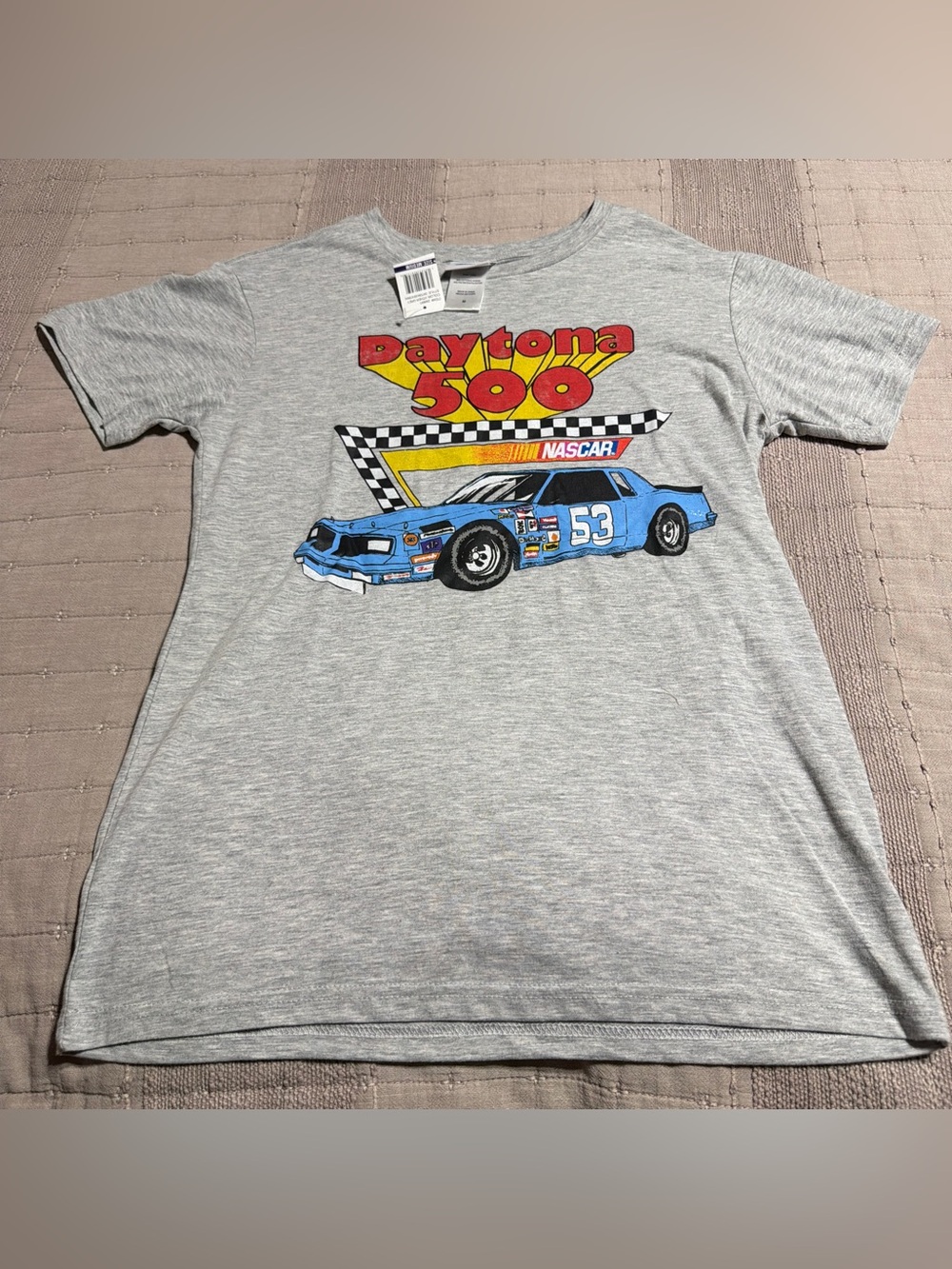 New Vintage Style NASCAR Daytona 500 Heather Gray Graphic T-Shirt Size M